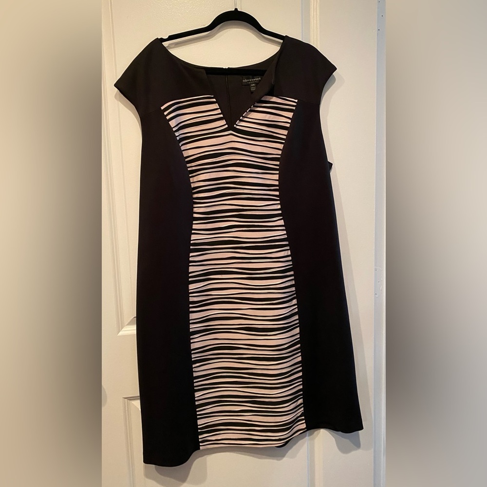 Elegant Black and Cream Striped Dress